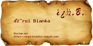 Örsi Bianka névjegykártya